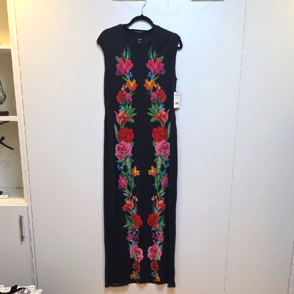 AFRM Black Sheath Maxi Dress Sleeveless Crew Neck